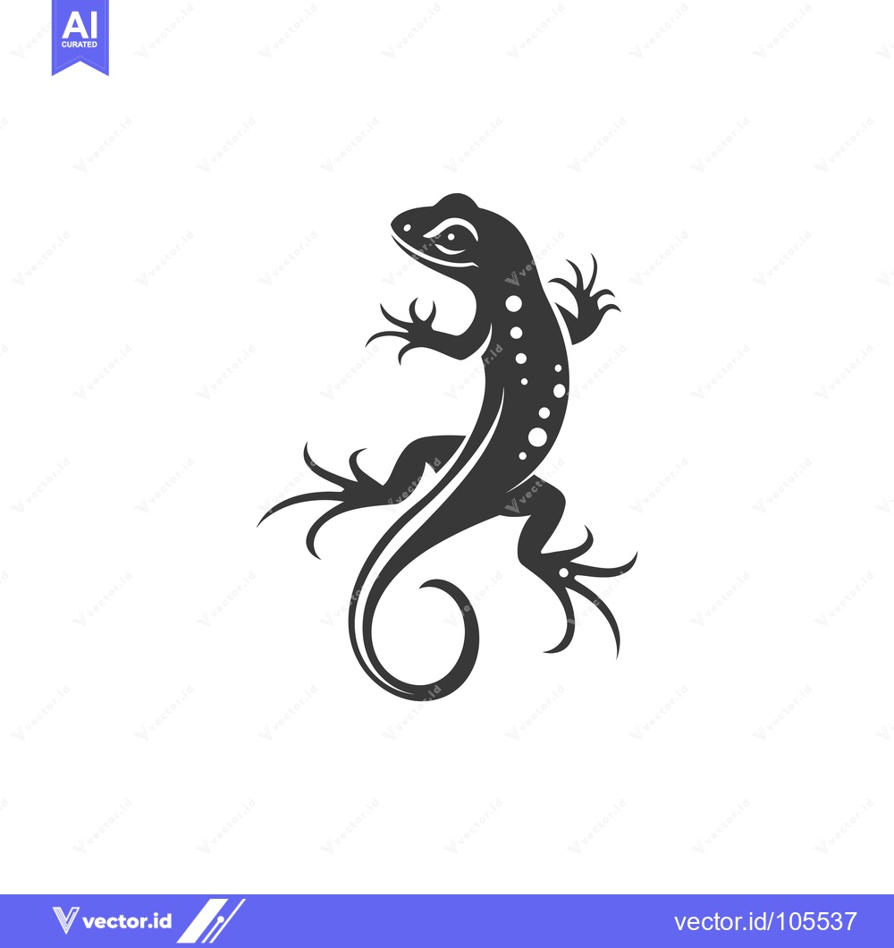 Premium Vector of Stylized Silhouette of a Lizard with a Curled Tail