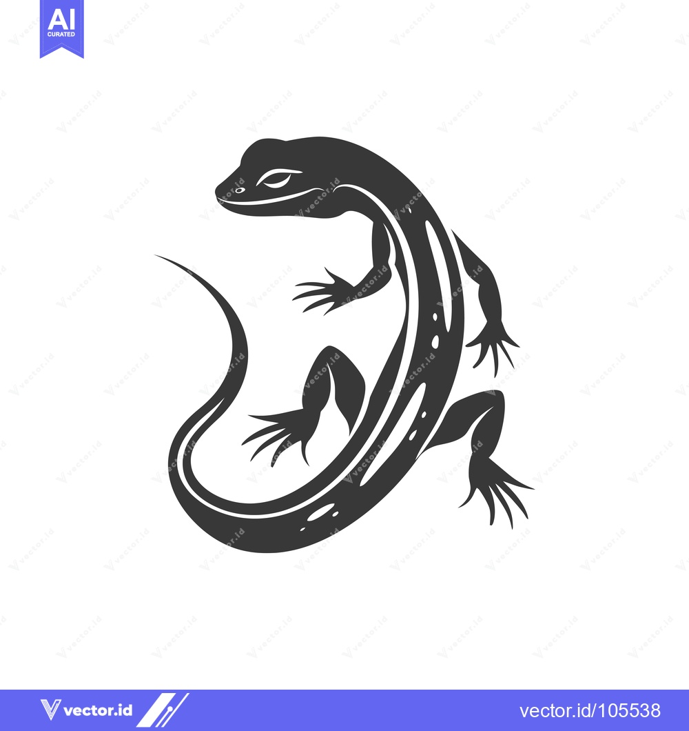Premium Vector of Stylized Silhouette of a Lizard with a Curved Tail
