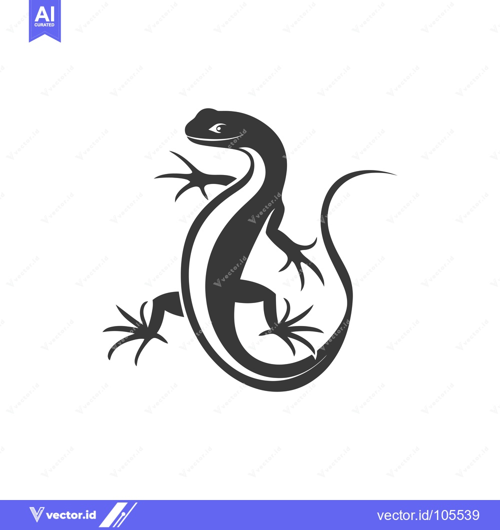 Premium Vector of Stylized Silhouette of a Lizard with Curved Tail