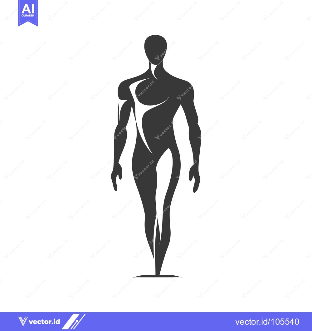 Premium Vector of Stylized Silhouette of a Muscular Male Figure