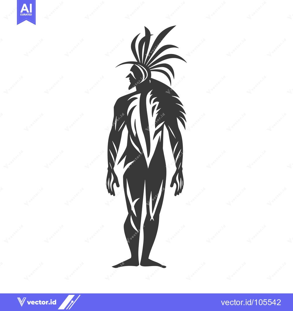Premium Vector dari Stylized Silhouette of a Native American Warrior with Feathers