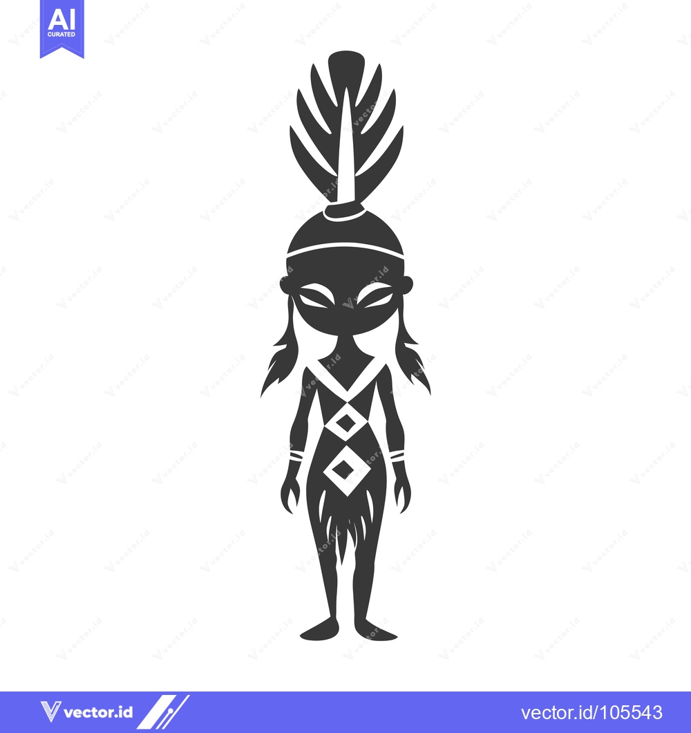 Premium Vector dari Stylized Silhouette of a Native American Woman in Traditional Clothing