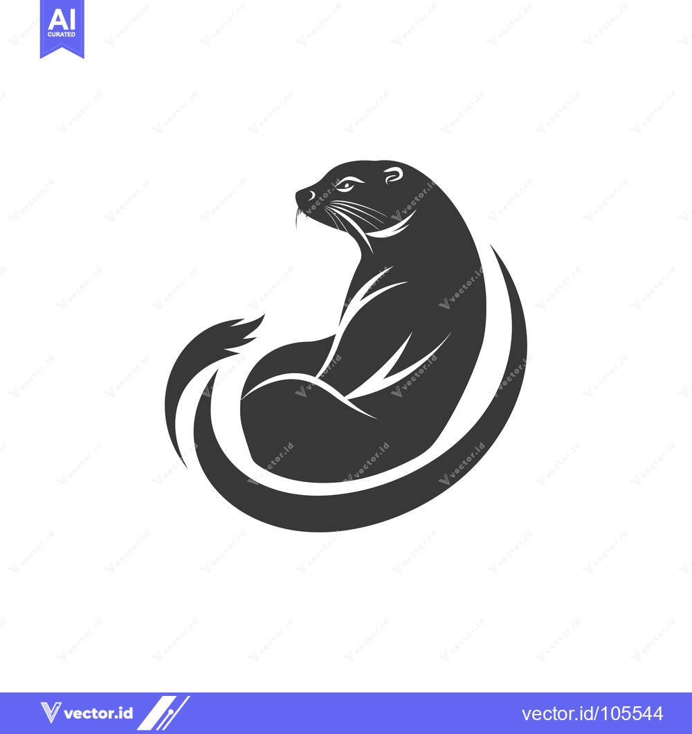 Premium Vector dari Stylized Silhouette of an Otter with Curled Tail