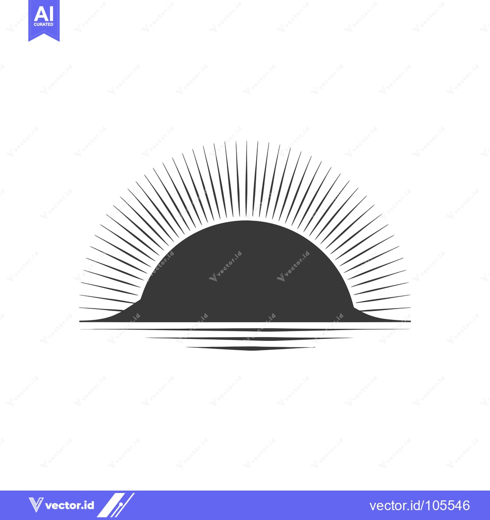Premium Vector dari Stylized Silhouette of a Sunset Over Water