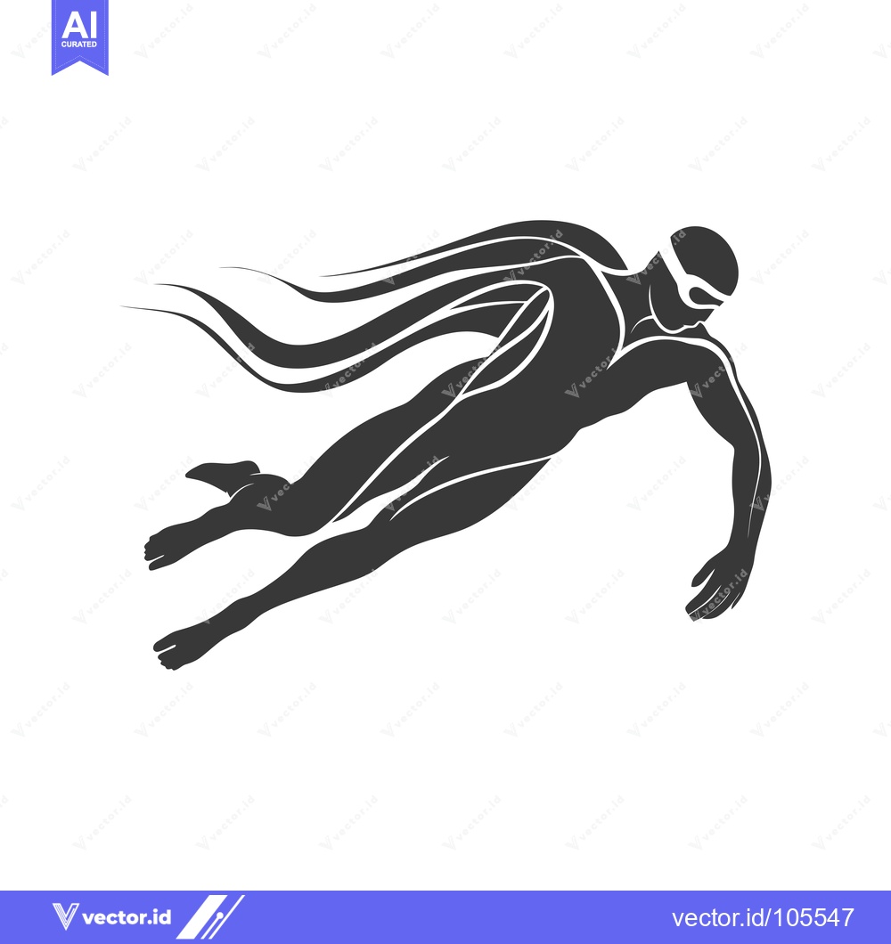 Premium Vector dari Stylized Silhouette of a Swimmer in Freestyle Stroke