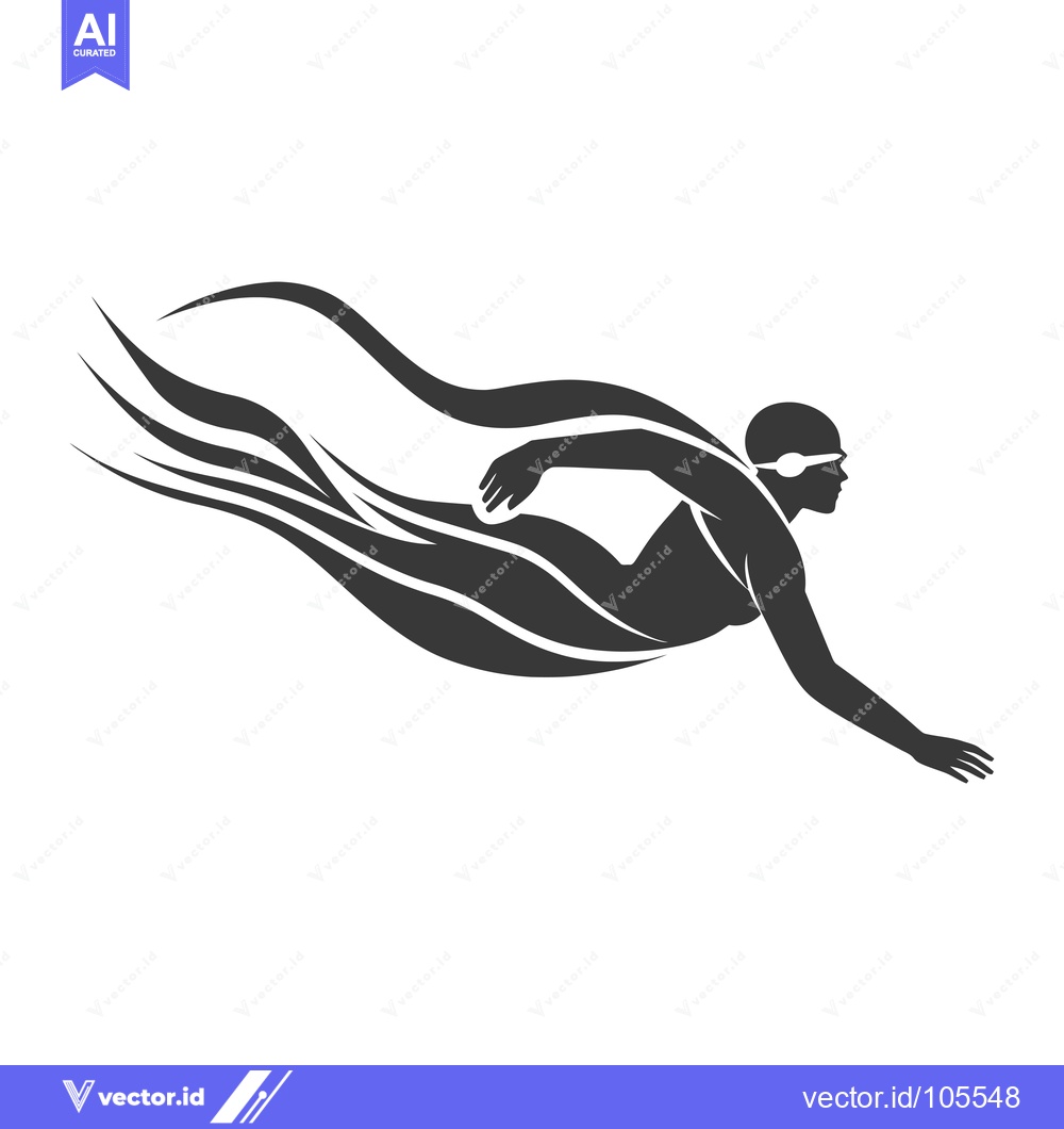 Premium Vector of Stylized Silhouette of a Swimmer with Water Trails