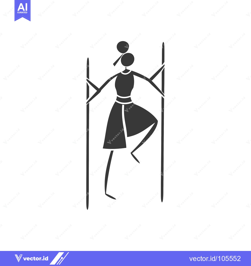 Premium Vector dari Stylized Silhouette of a Woman Holding Two Sticks