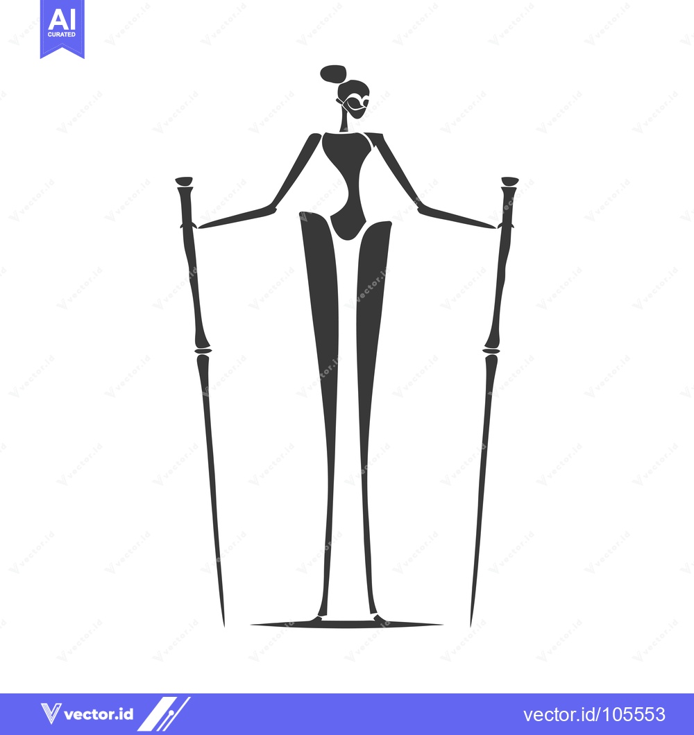 Premium Vector of Stylized Silhouette of a Woman Holding Two Sticks