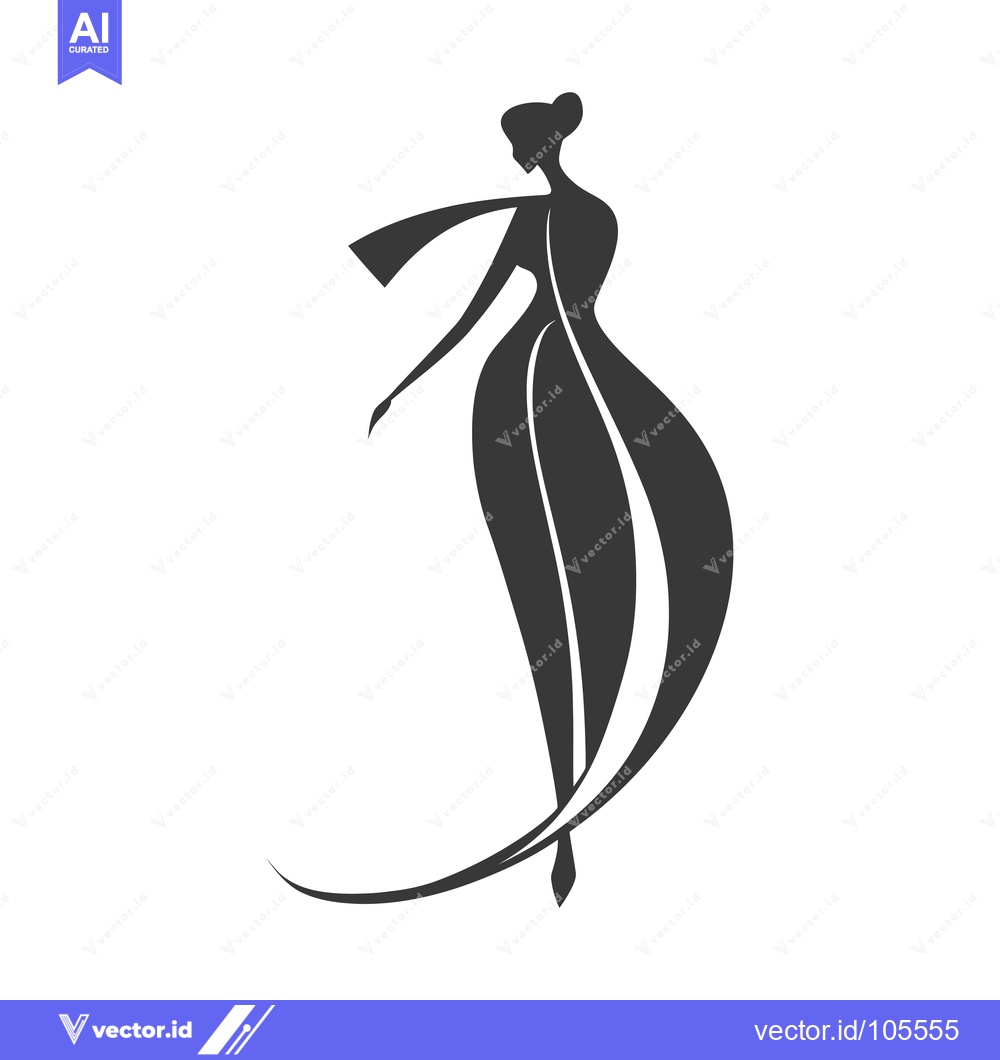 Premium Vector of Stylized Silhouette of a Woman in a Dress