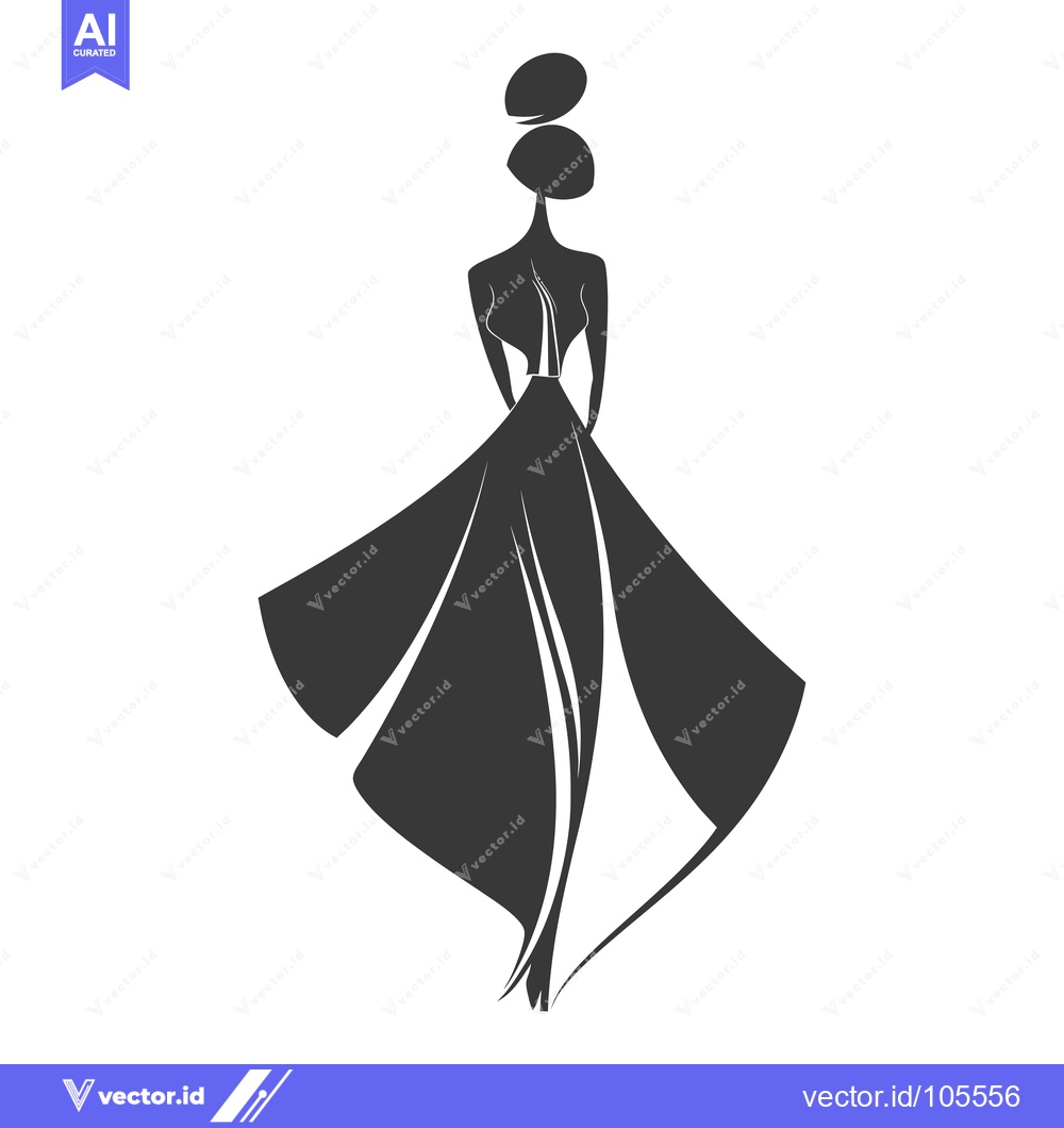 Premium Vector of Stylized Silhouette of a Woman in a Dress