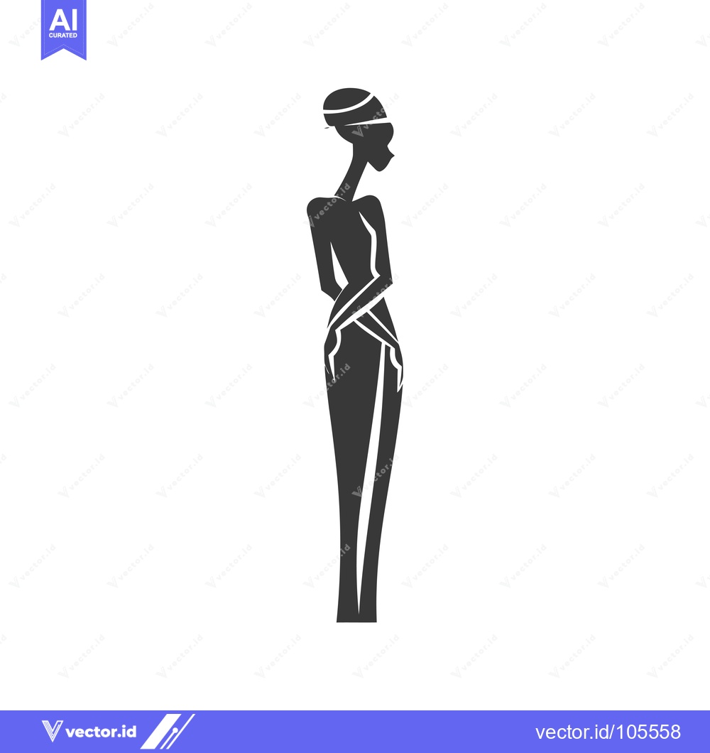 Premium Vector of Stylized Silhouette of a Woman in a Dress and Headscarf