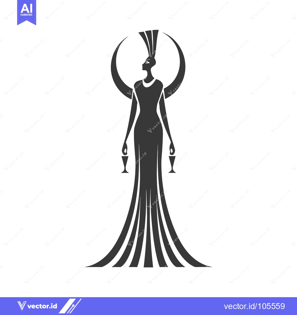 Premium Vector dari Stylized Silhouette of a Woman in a Dress Holding Cups