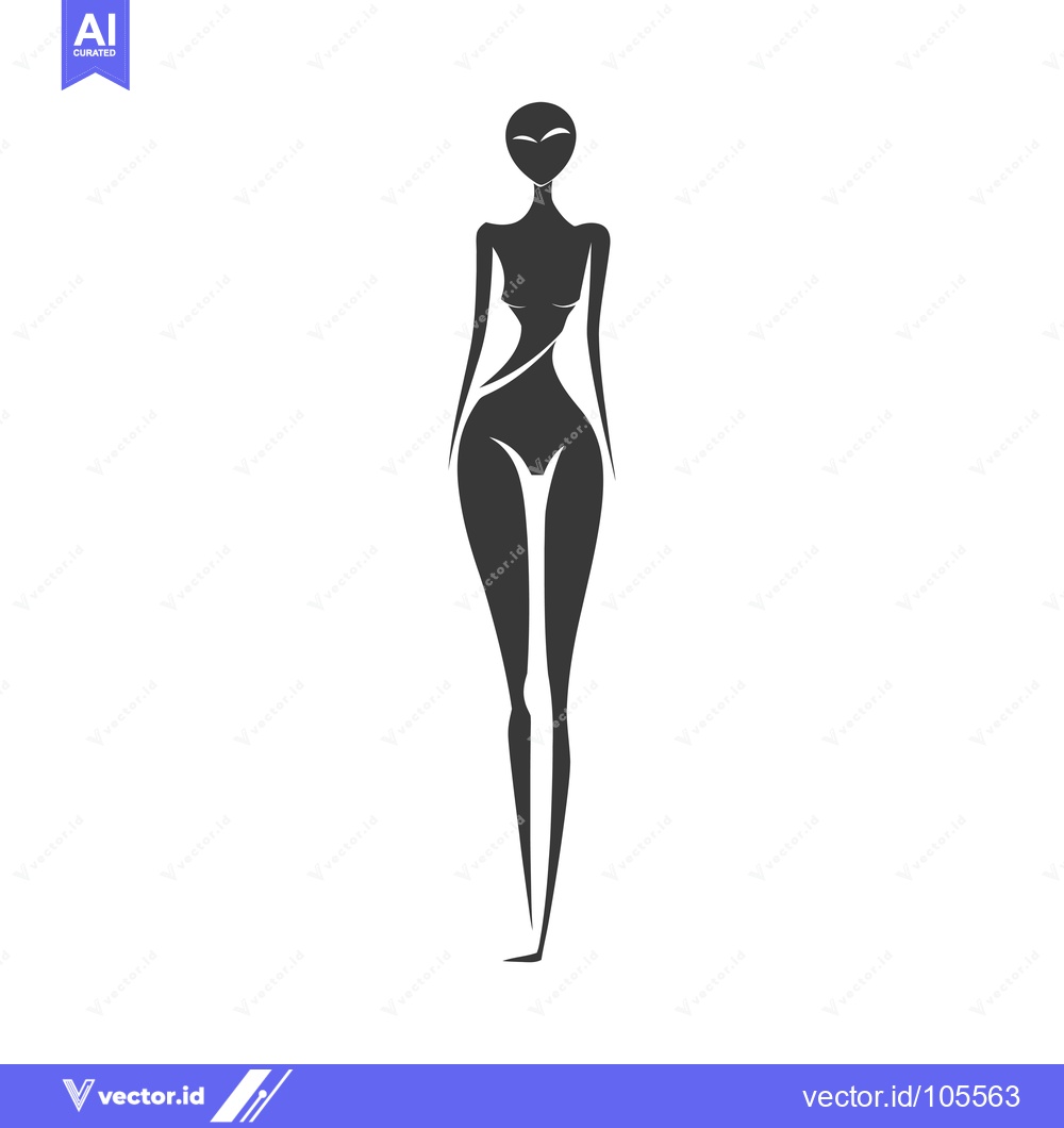 Premium Vector of Stylized Silhouette of a Woman Standing with Arms at Her Sides
