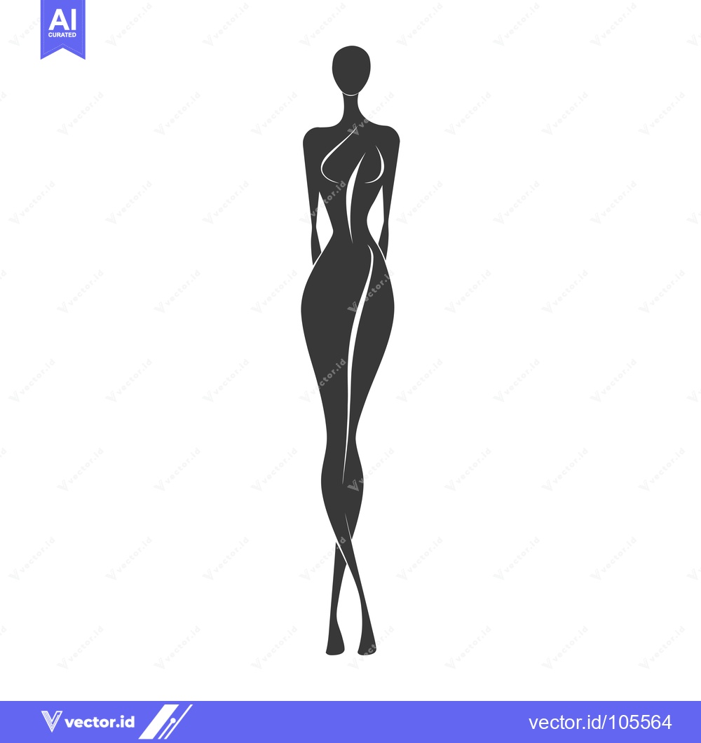Premium Vector of Stylized Silhouette of a Woman Standing with Crossed Legs