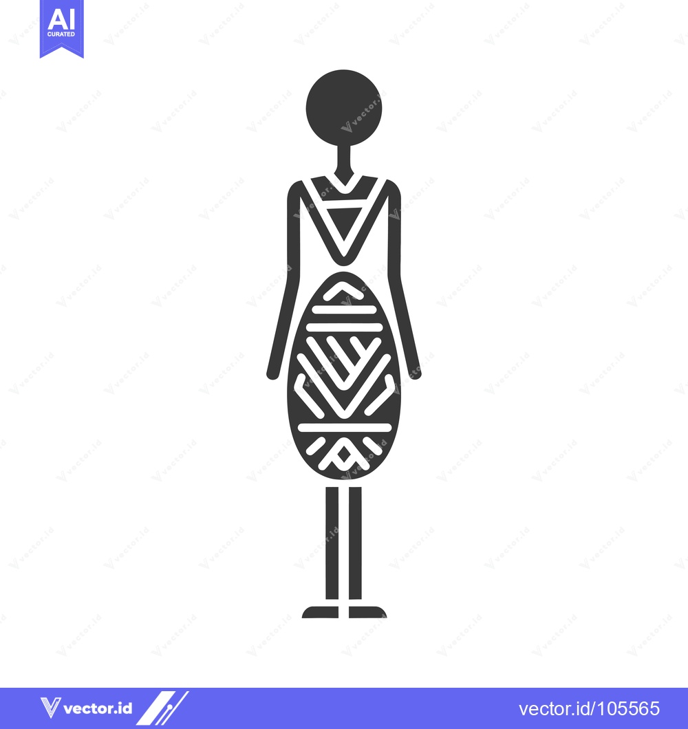 Premium Vector dari Stylized Silhouette of a Woman Wearing a Geometric Patterned Dress