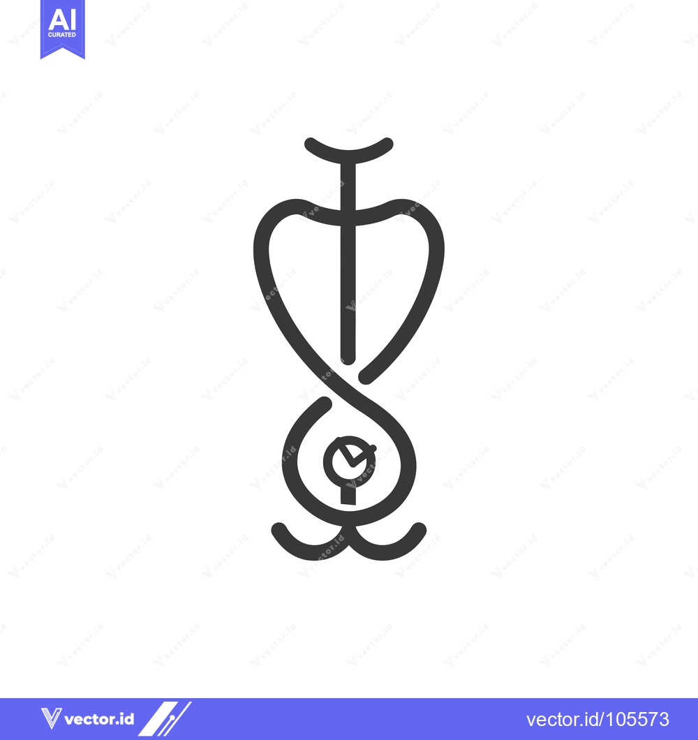 Premium Vector dari Stylized Snake with Checkmark Inside Circle