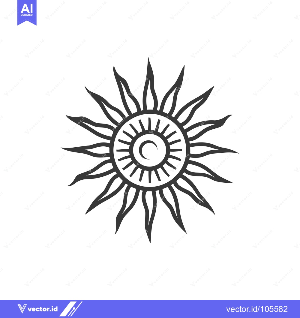 Premium Vector dari Stylized Sun with Crescent Moon Inside