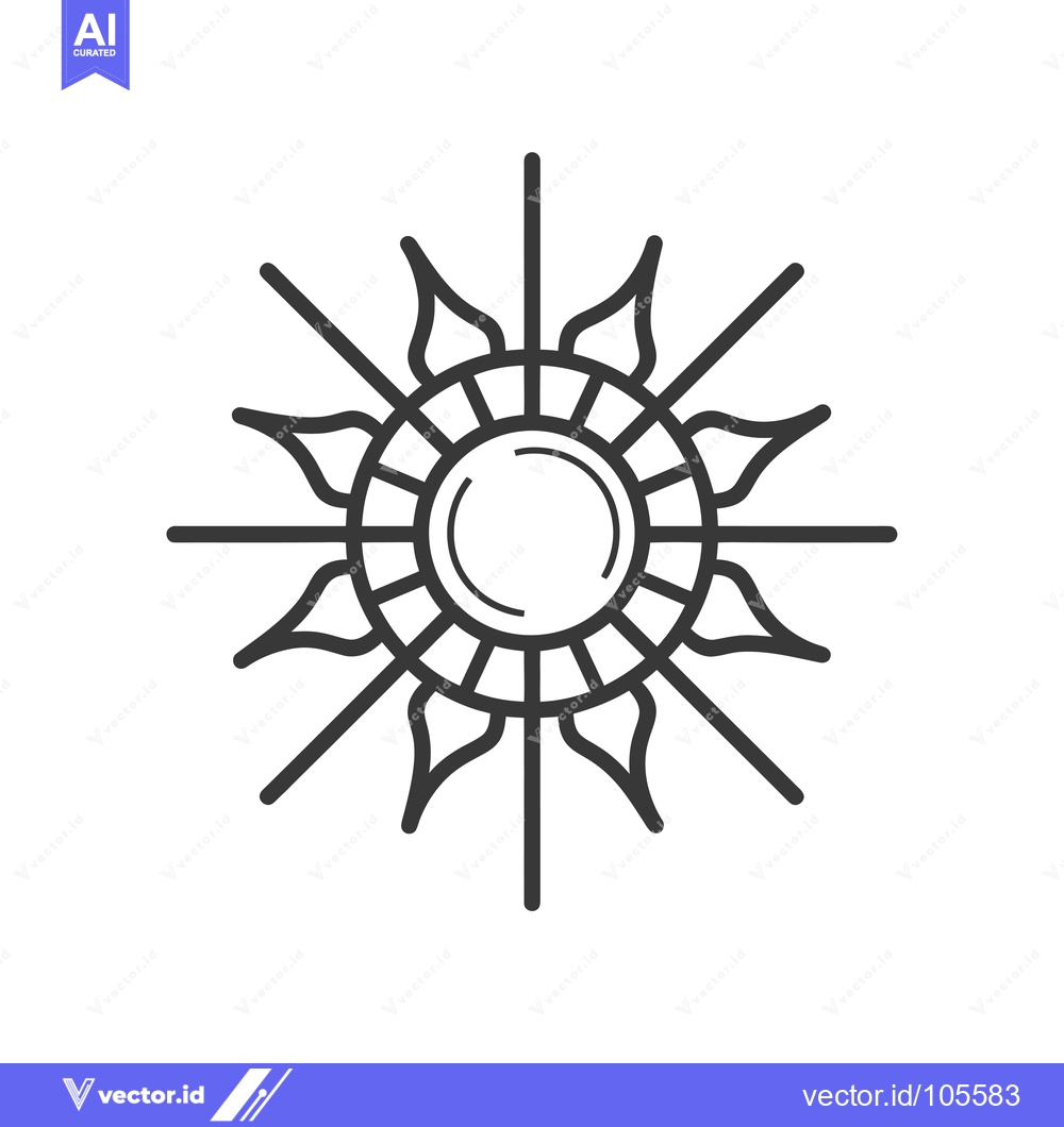 Premium Vector dari Stylized Sun with Rays and Detailed Center