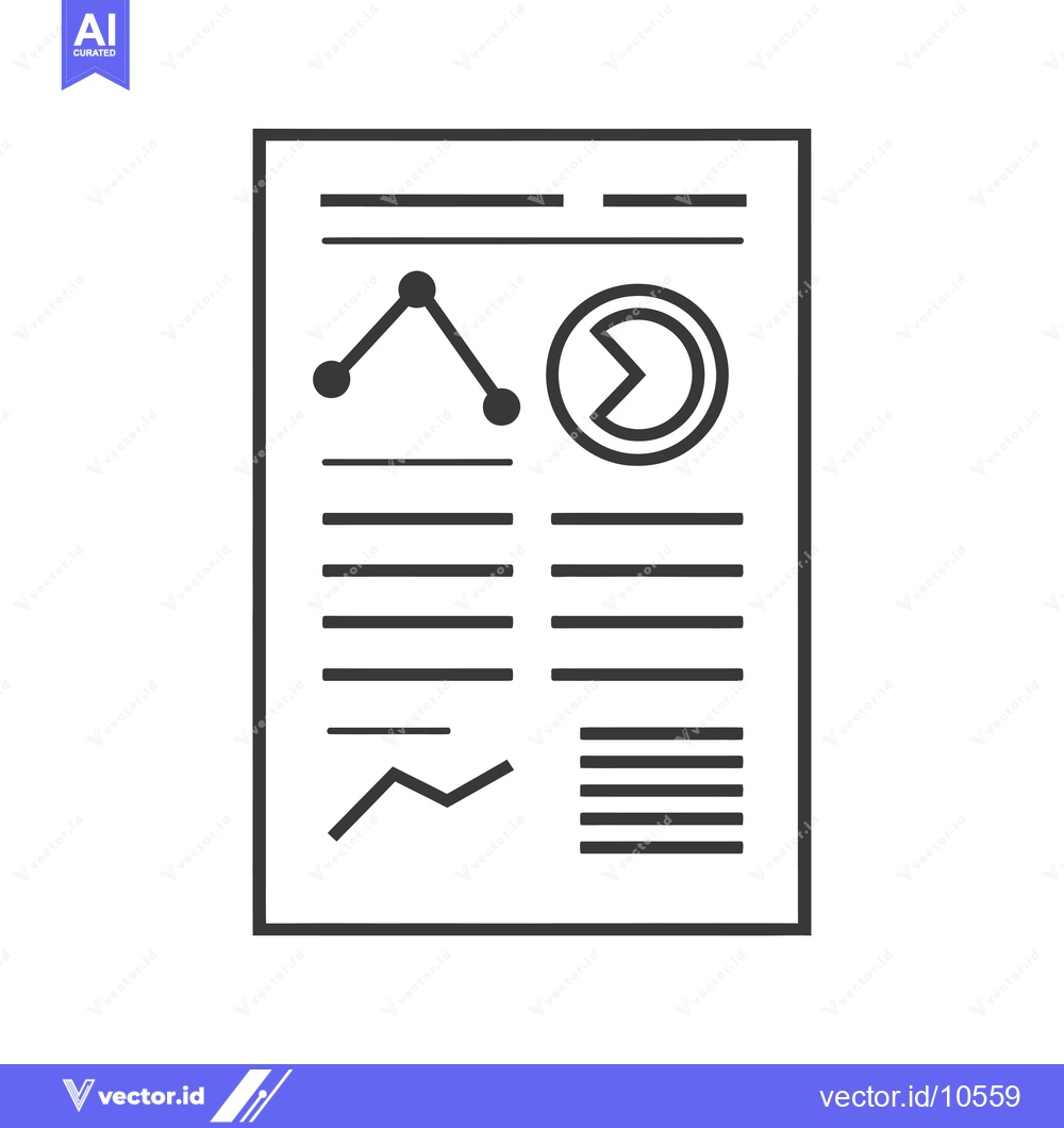Premium Vector of A Black and White Line Drawing of a Report Document with Charts
