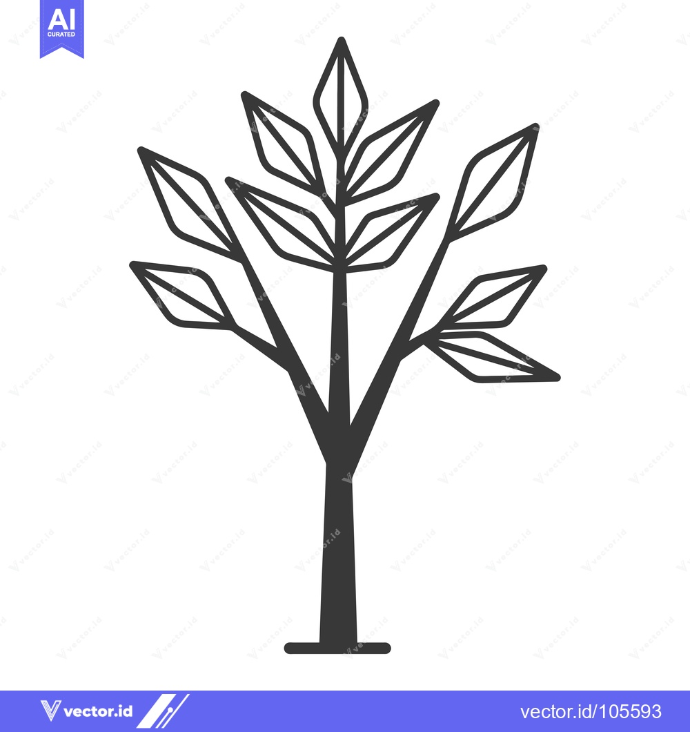 Premium Vector dari Stylized Tree with Geometric Leaves and Trunk