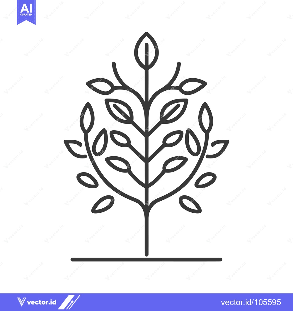 Premium Vector dari Stylized Tree with Multiple Branches and Leaves