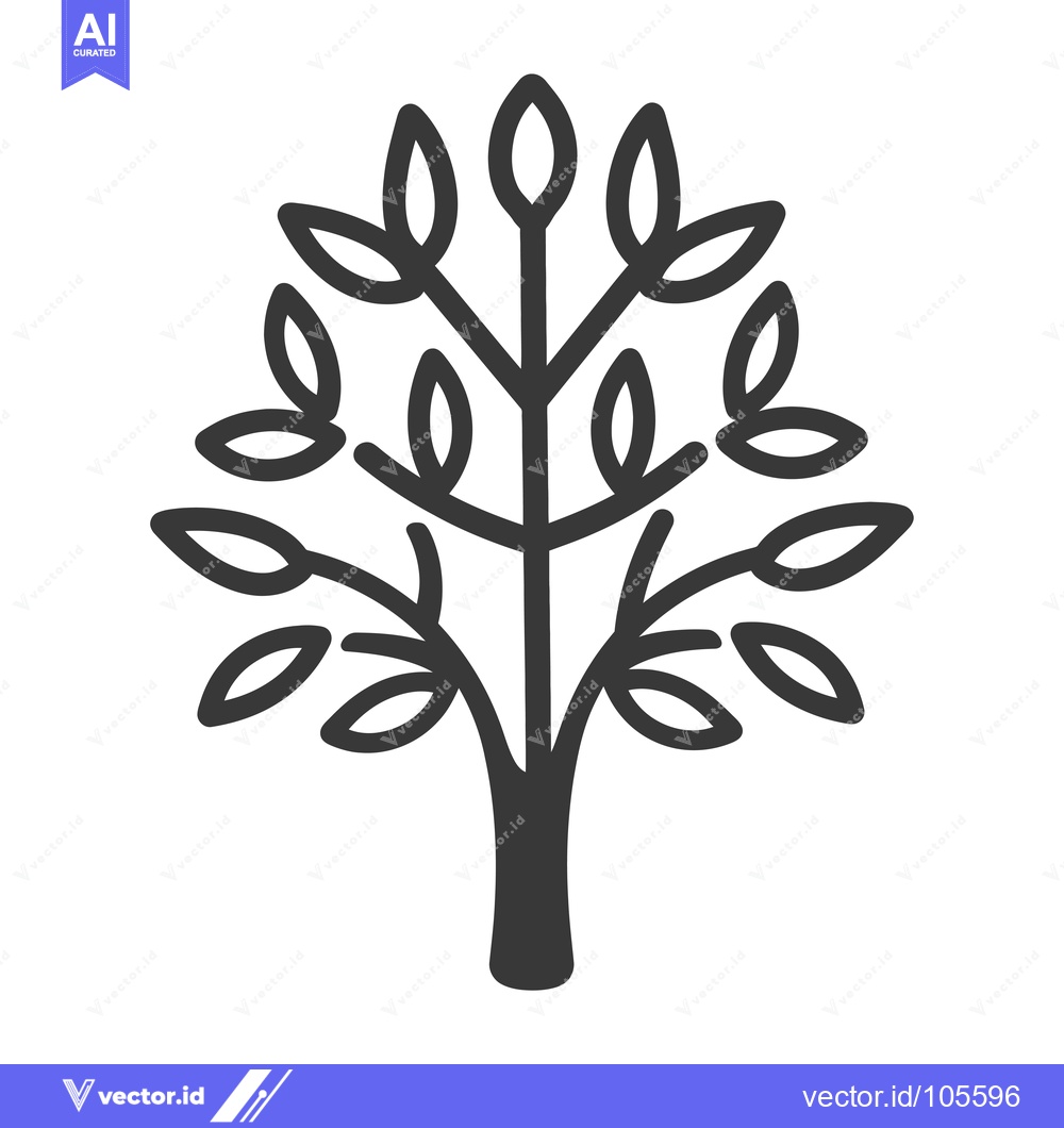 Premium Vector dari Stylized Tree with Numerous Branches and Leaves