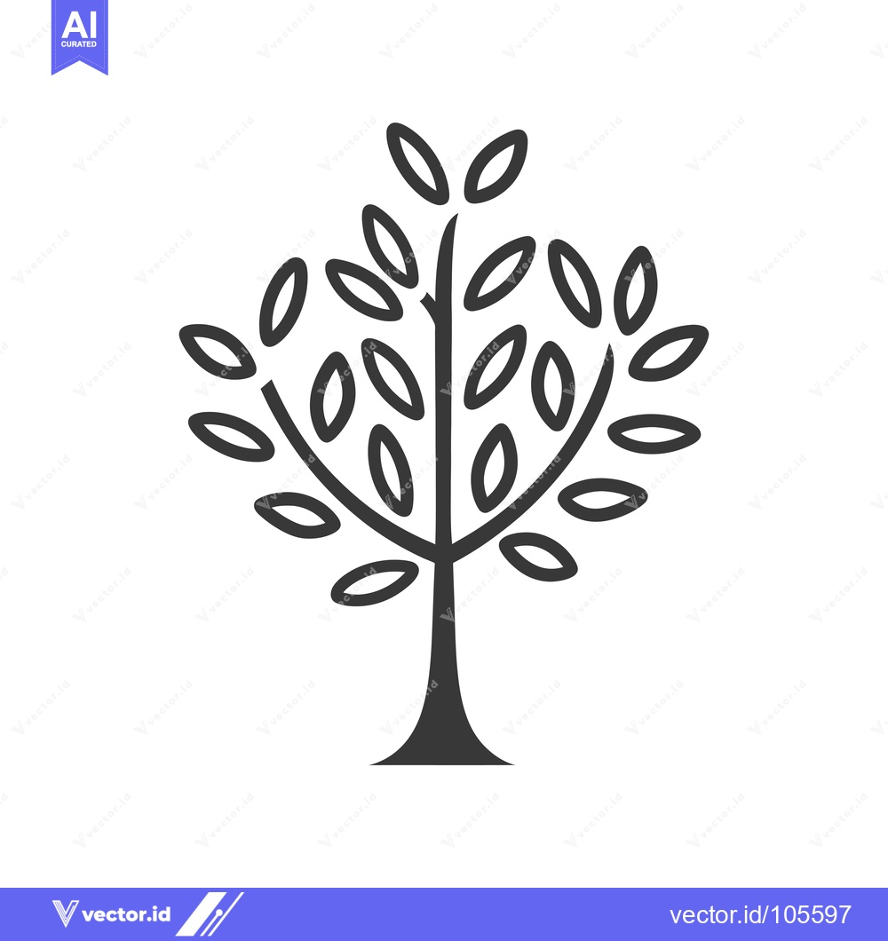Premium Vector dari Stylized Tree with Oval Leaves