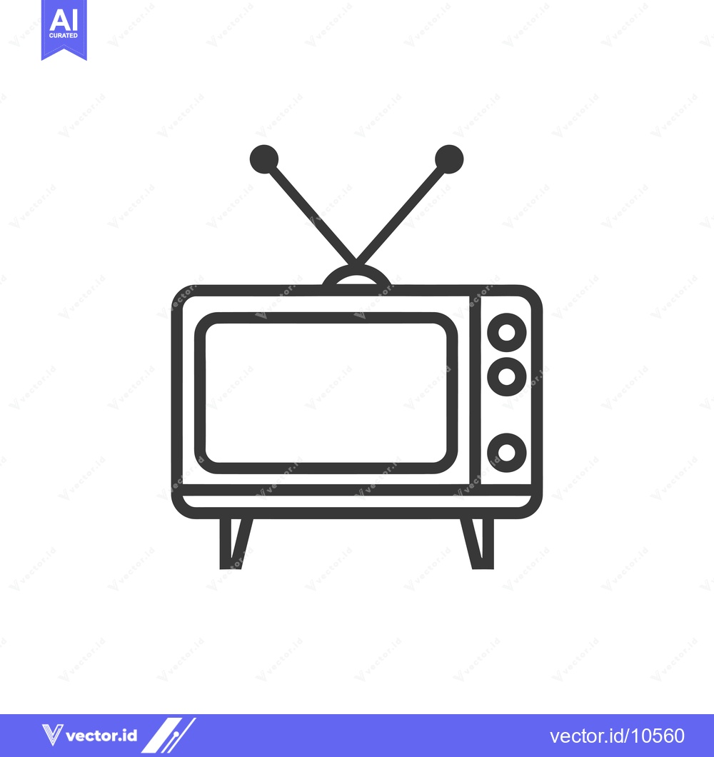 Premium Vector dari A Black and White Line Drawing of a Retro Television