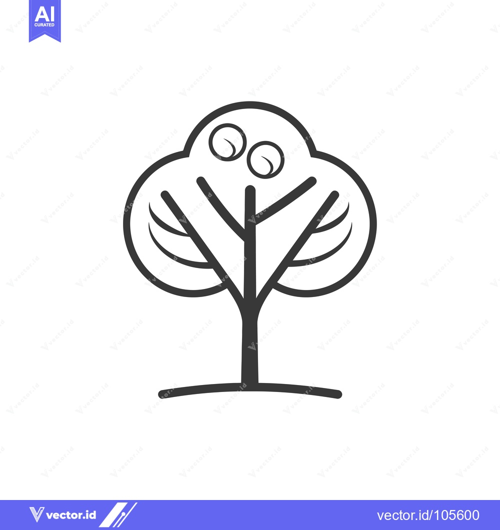 Premium Vector dari Stylized Tree with Three Fruits and a Single Trunk