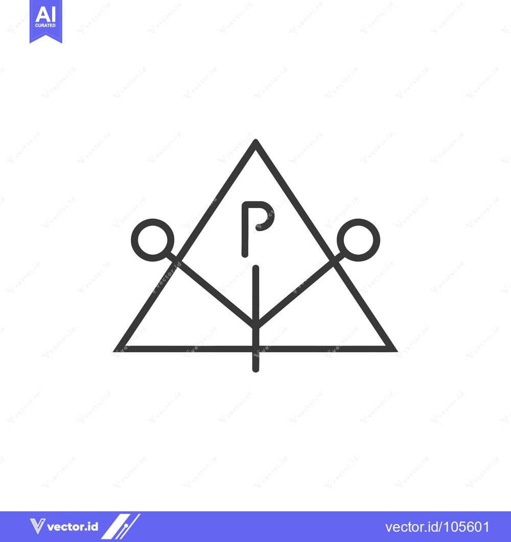 Premium Vector of Stylized Tree with Triangle Base and Letter P in Center