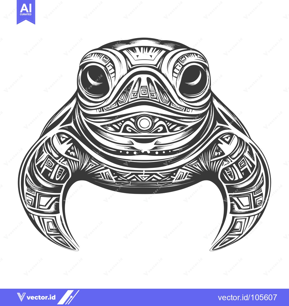 Premium Vector dari Stylized Tribal Frog with Geometric Pattern
