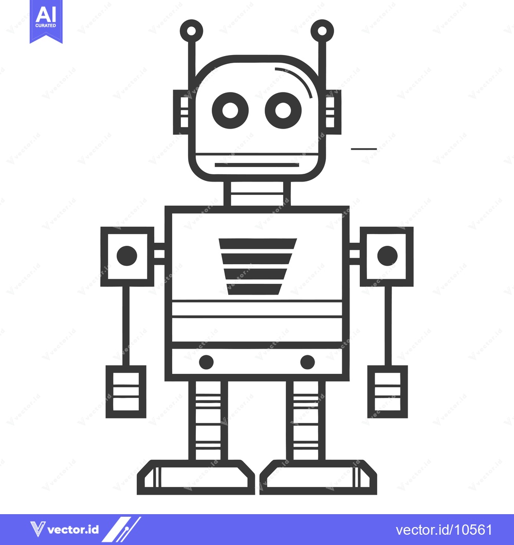 Premium Vector dari A Black and White Line Drawing of a Robot