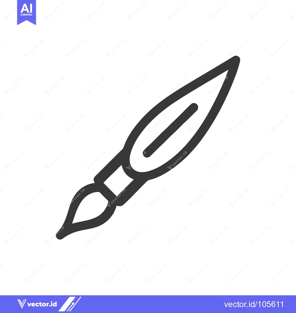 Premium Vector of Minimalist Brush Icon: Sleek, Bold Outline on White Background