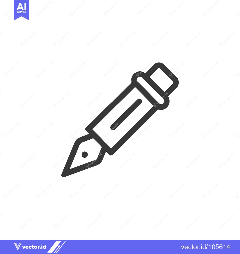 Premium Vector dari Minimalist Fountain Pen Icon: Elegant Writing Tool Symbol on White Bac