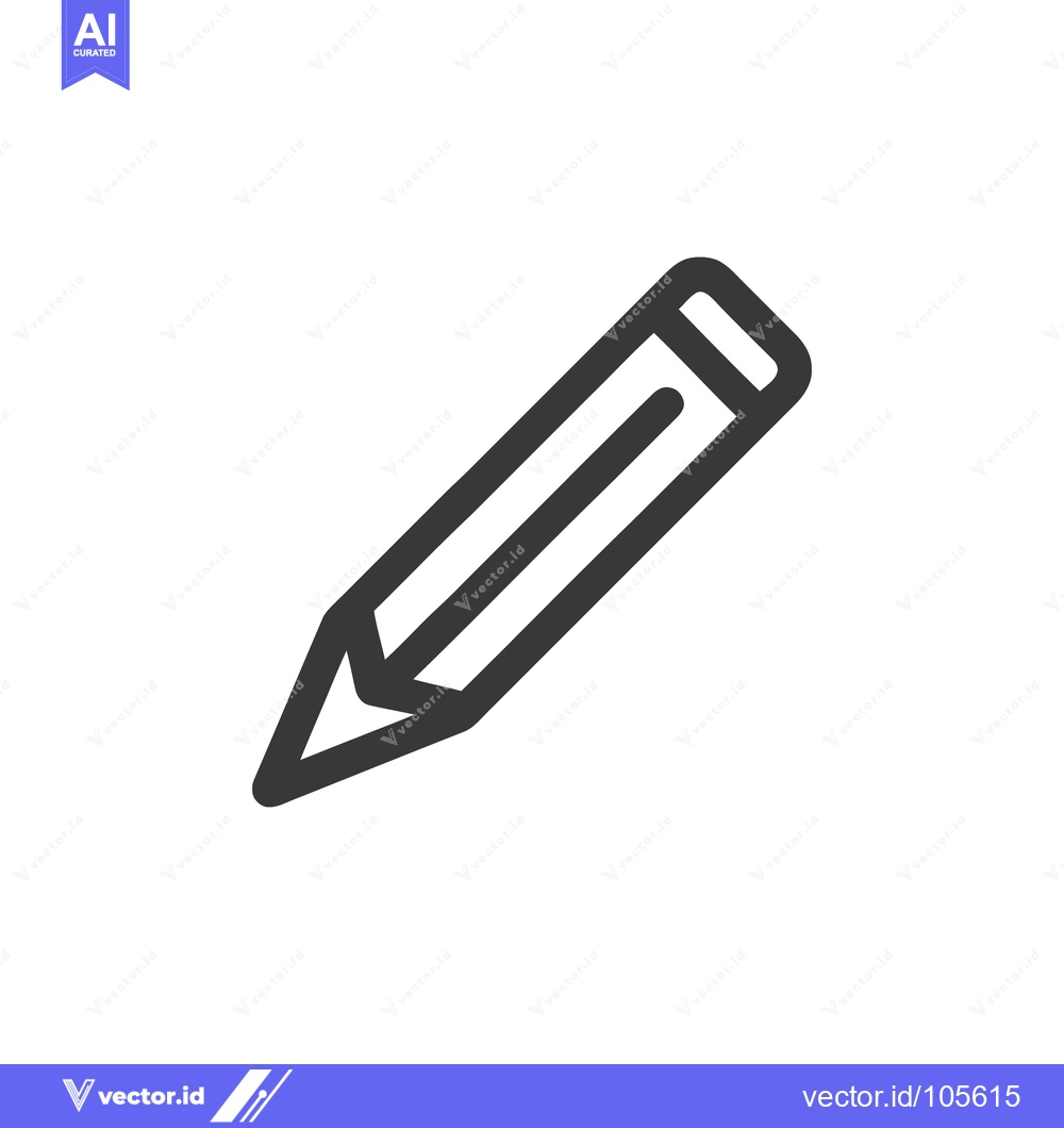 Premium Vector of Minimalist Pencil Icon: Bold Outline on White Background
