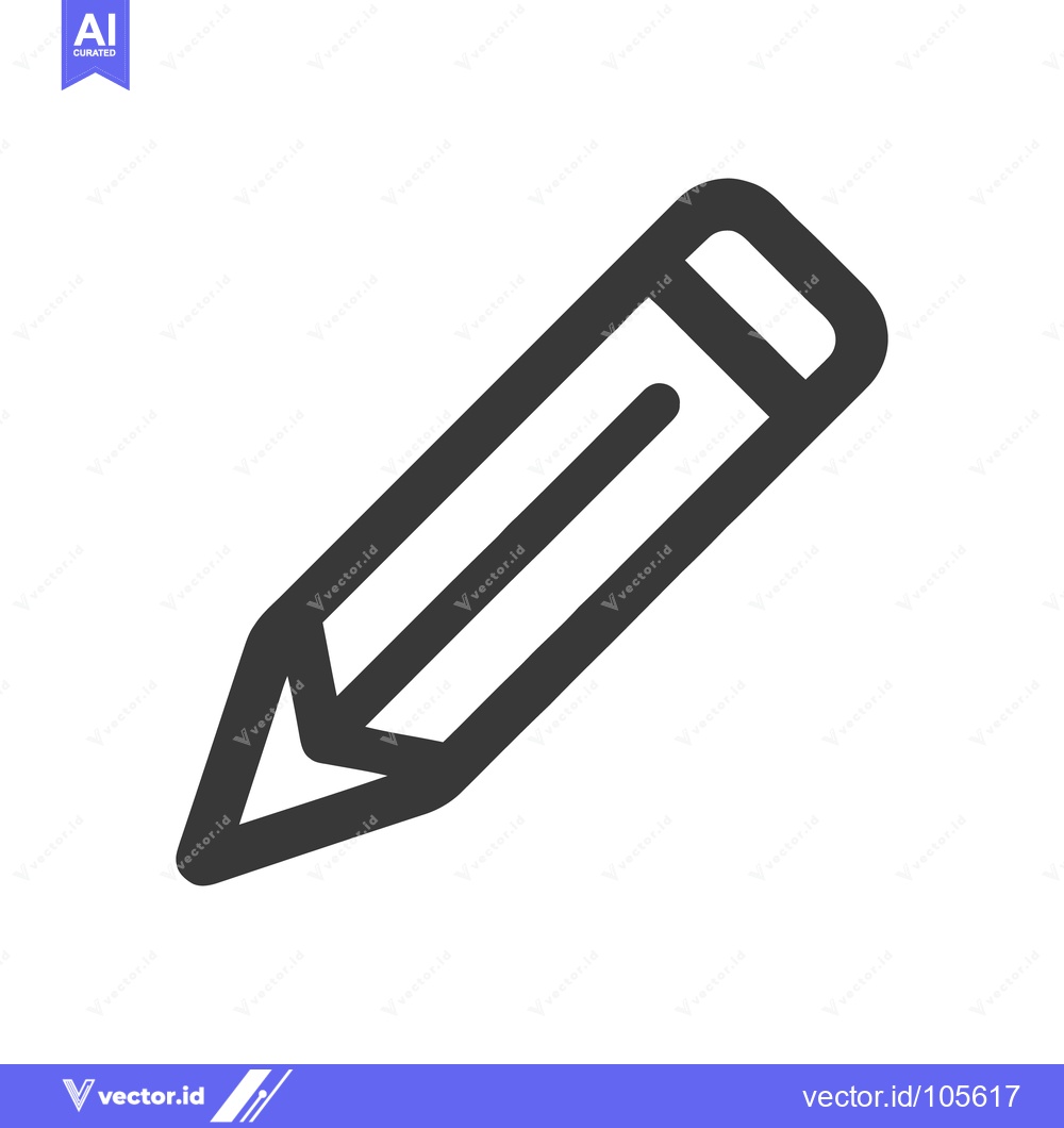 Premium Vector dari Bold Outline Pencil Icon on White Background: Minimalist Design