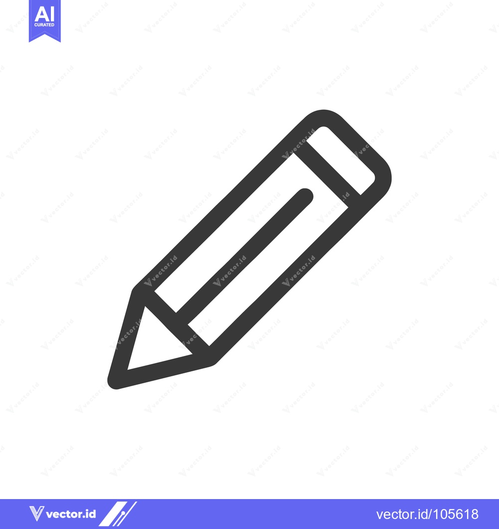 Premium Vector of Minimalist Pencil Icon: Bold Outline on White Background, Simple Desig