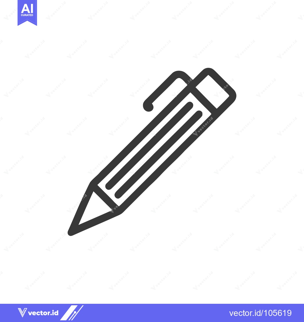 Premium Vector dari Minimalist Pencil Icon: Bold Outline on White Background, Writing Tool