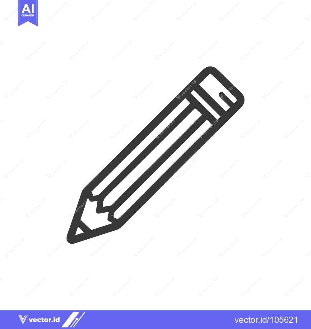Premium Vector of Minimalist Pencil Icon: Bold Outline on White Background, Writing Tool