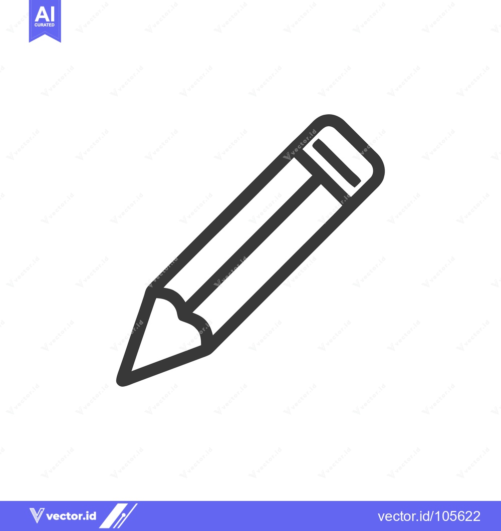 Premium Vector dari Minimalist Pencil Icon: Bold Outline on White Background, Education Sy