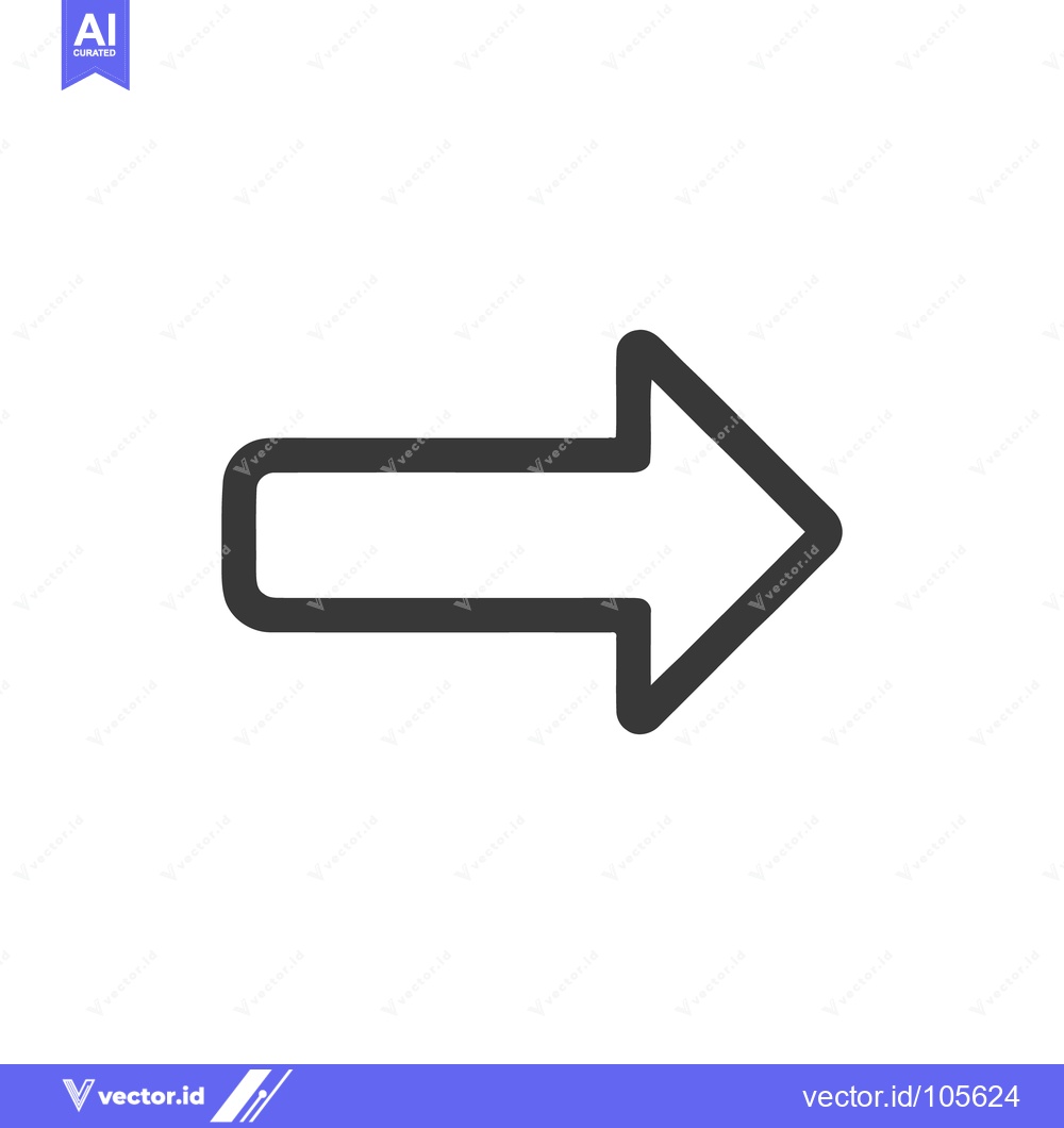 Premium Vector dari Simple Right Arrow Icon with Rounded Corners on White Background