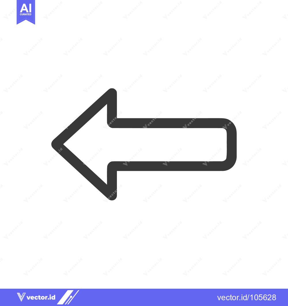 Premium Vector dari Bold Gray Left Arrow Icon on White Background, Directional Symbol