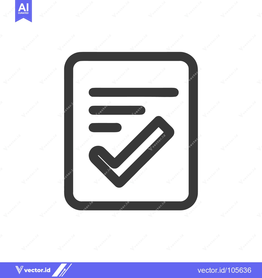 Premium Vector dari Completed Document Icon: Dark Gray Checkmark on White Background
