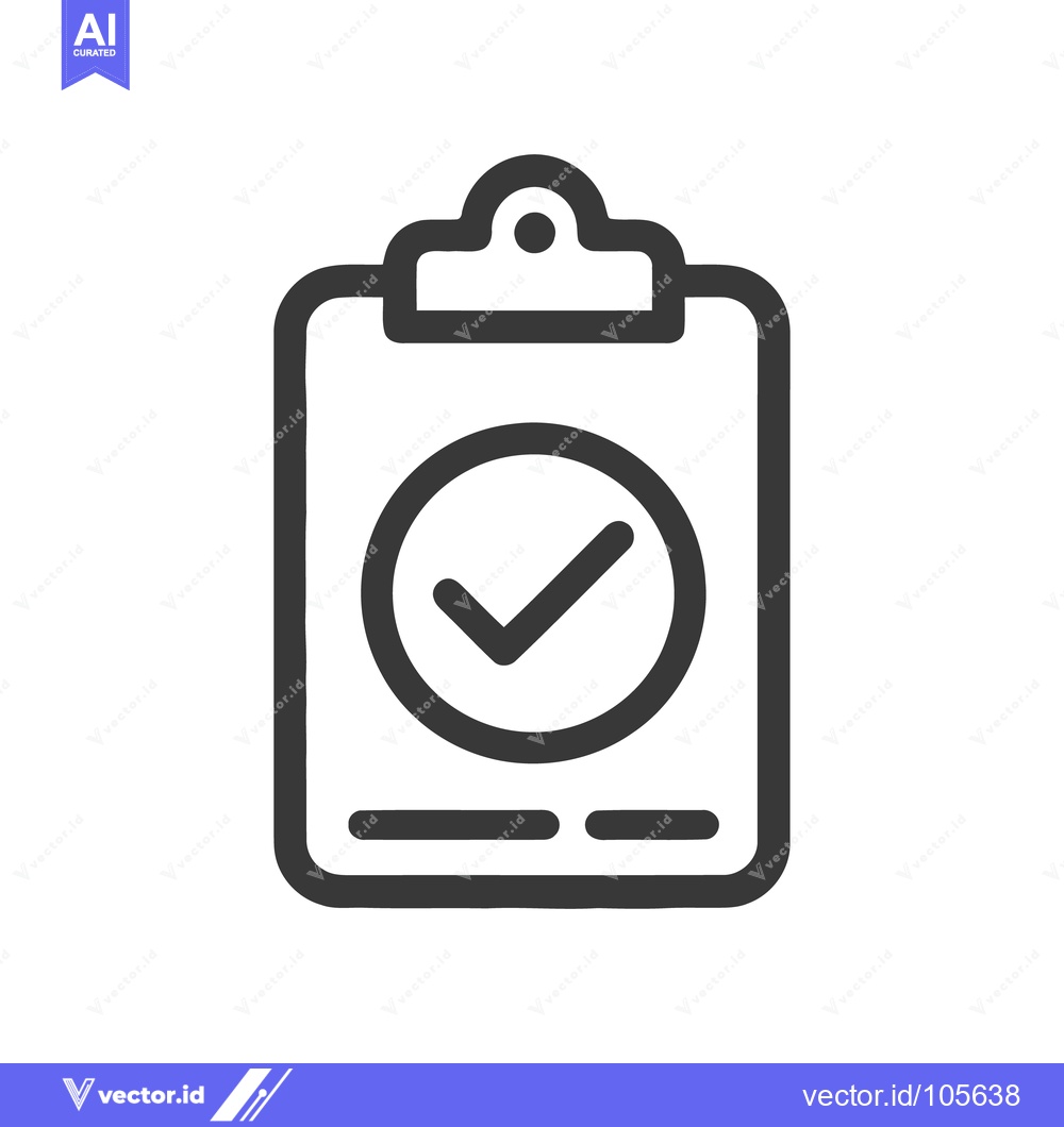 Premium Vector dari Completed Checklist Icon: Dark Gray Tick on Clipboard