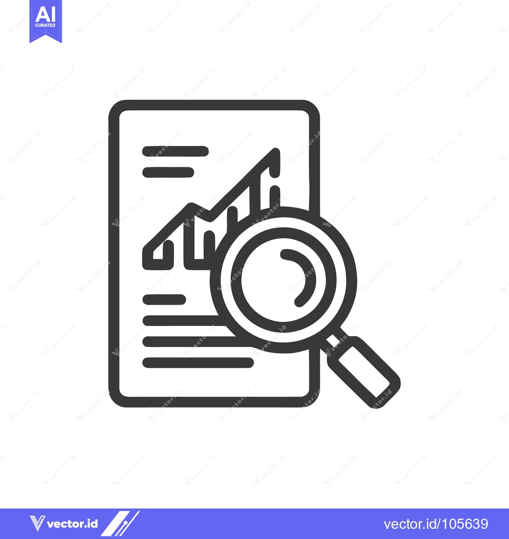 Premium Vector dari Financial Analysis: Magnifying Glass Over Rising Graph on Document Ico