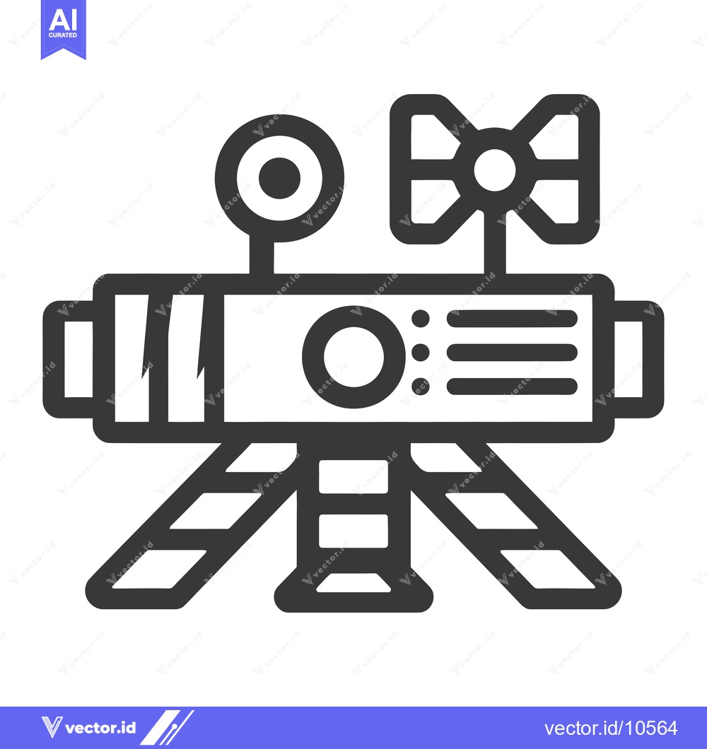 Premium Vector of A Black and White Line Drawing of a Satellite Dish