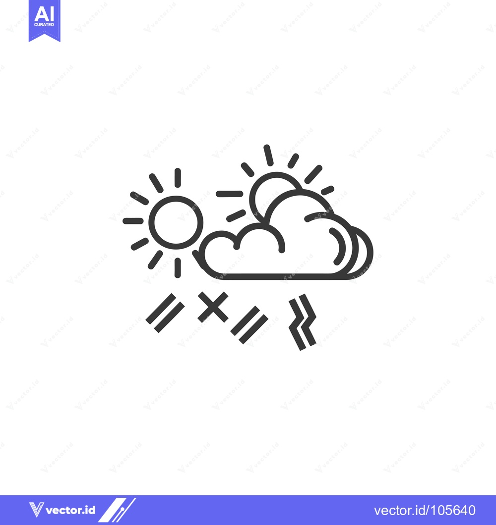 Premium Vector of Sun Behind a Cloudy Sky with Wind and Hail