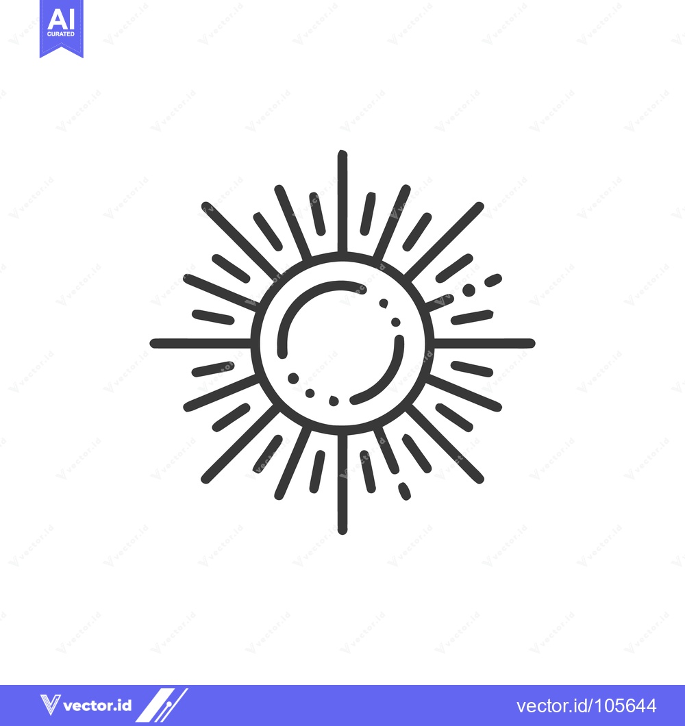 Premium Vector of Minimalist Sun Icon with Radiating Rays and Dotted Accents on White