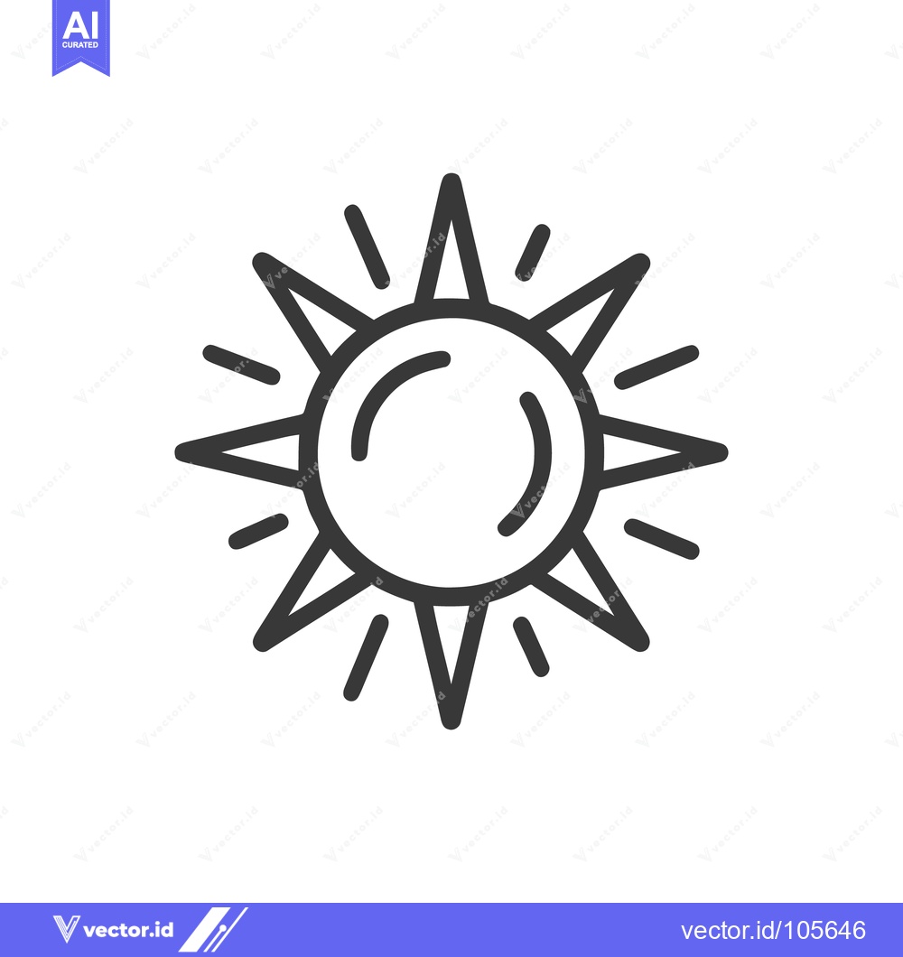 Premium Vector of Minimalist Sun Icon: Geometric Rays and Circular Form