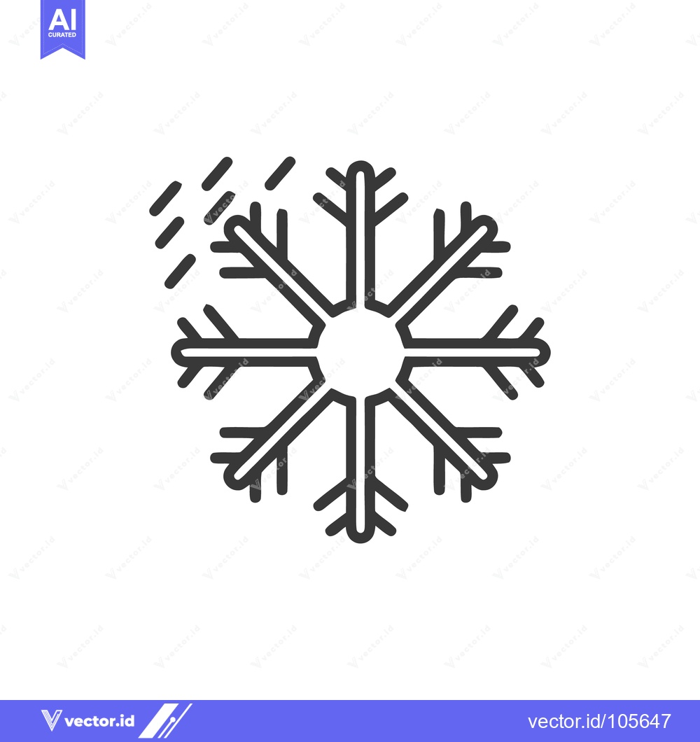 Premium Vector dari Minimalist Snowflake Icon with Snowfall, Winter Season Graphic Element